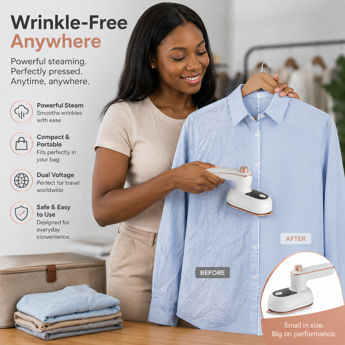 Mini Steam Iron - Travel Portable Electric Iron